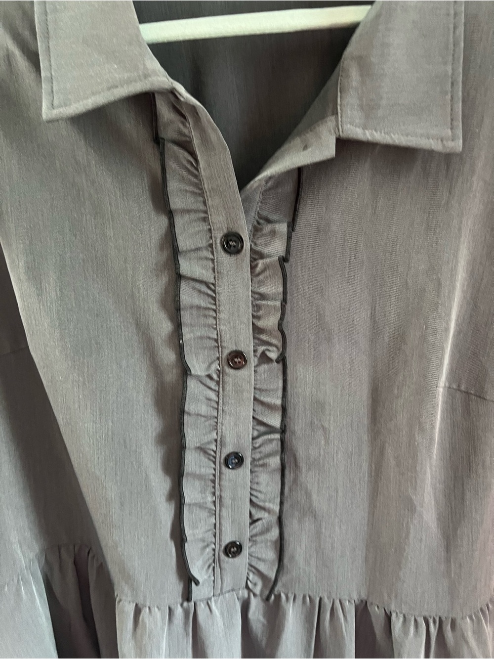 BloomChic aplus Size Gray Ruffle-Front Casual Dress - Picture 4 of 7